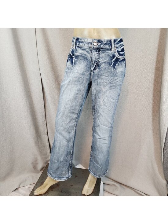 Cato Denim - Cato Blue Jeans Mid Rise Acid Wash Boot Lg Denim Blue Jean Petite Siz 14P 34Wx29